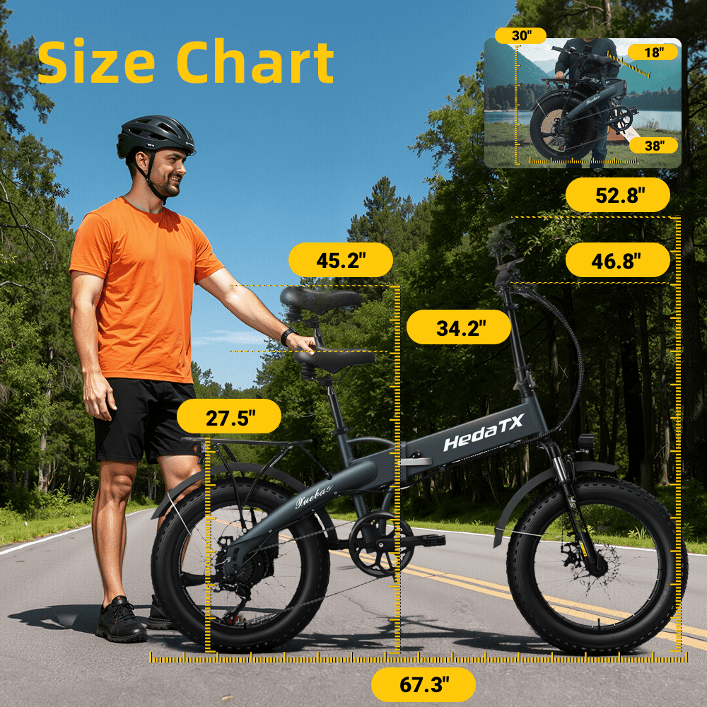 Folding Electric Bike for Adults, 48V 14Ah Battery, 20”x4” Fat Tire for All-Terrains, E-Bike with 750 Powerful Motor