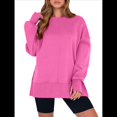 thumbnail image 2 of Sudaderas de Gran Tamaño para Mujer, Sudaderas con Capucha de Larga con Abertura para el Pulgar, Camisetas con Abertura Lateral, Tops Estilo Y2K Rosa Brillante S, 2 of 10