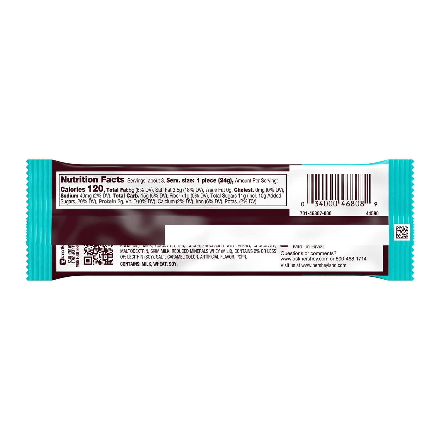 Hershey's Rolls Milk Chocolate Wafer King Size, Candy Pack, 2.5 Oz