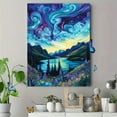 thumbnail image 4 of Whimsical Swirling Sky Mountain Lake Canvas Print Wall Art，Perfect for Living Room，Office， Hallway， and Dining Room Decor., 4 of 8