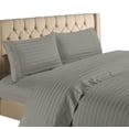 thumbnail image 1 of Home Collection 1200 Thread Count 100% Cotton Egyptian Quality Deep Pocket Stripe Sheet Set (Queen, Grey), 1 of 3