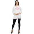 thumbnail image 4 of Phagun Women's Full Sleeve White Embroidered Cotton Tunic Shirts Ethnic Top-26, 4 of 8