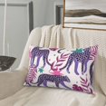 thumbnail image 2 of LNWH Rectangle Pillow Cover, Purple Cheetah Star Leaf Cushion Covers Pillowcase for Couch Bedroom Sofa, 16"x24", 2 of 7