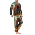 thumbnail image 2 of Wukai Western Desert Cactus Bald Eagle Men's Long-Sleeve Pajama Set - Comfortable Sleepwear with Button-Down Shirt and Pants-XX-Large, 2 of 6