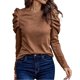 thumbnail image 1 of Blusa informal de manga larga con cuello redondo y botones para mujer, poliéster, para primavera/otoño, tallas S-XXL, 1 of 3