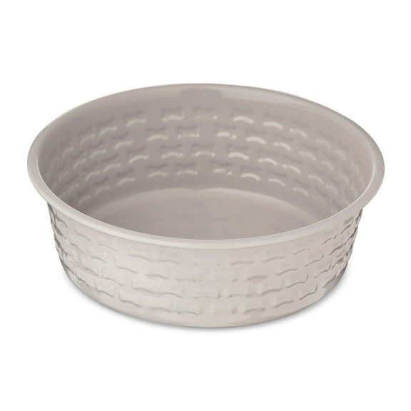 Vibrant Life Medium Stainless Steel Embossed Dog Bowl, Off-White Bones