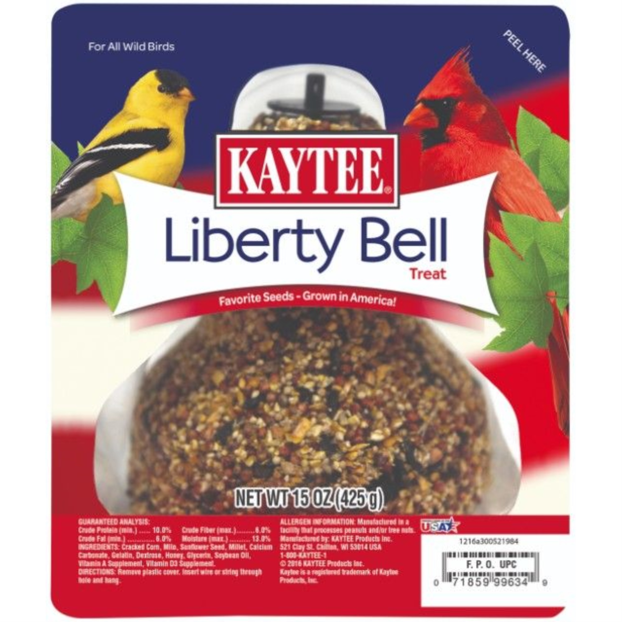 Kaytee Liberty Bell Wild Bird Treat with Favorite Seeds Grown In America For Wild Birds 15 oz