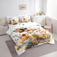 thumbnail image 3 of Homewish Cartoon Bee Animal Bedding Comforter Set 7-Piece for Kids, Mushroom Plant Botanical King Bedding Sets, Orange Groovy Floral Reversible Bed Sheets, Super Cozy Room Decor, 3 of 7