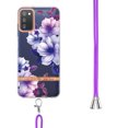 thumbnail image 4 of Flower Pattern Case for Samsung Galaxy A03s, Detachable Shoulder Strap Lanyard Crossbody Slim Lightweight Floral Cover with Soft Silicone Shockproof Drop Resistant Case, Purple Flower, 4 of 4