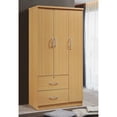 thumbnail image 3 of Hodedah Import 3 Door Armoire w/ Clothing Rod, Shelves, & 2 Drawers, Beech, 3 of 5