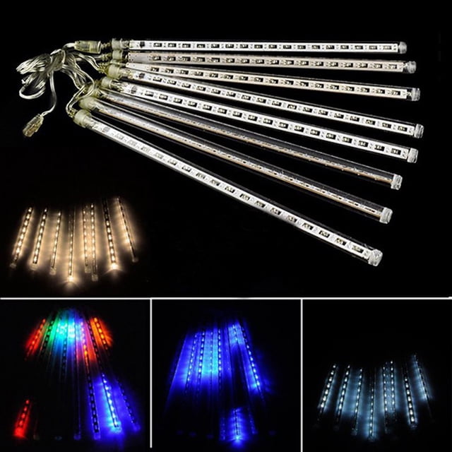 Fiudx Tubo Led de Lluvia de Meteoritos, Luces Decorativas Navideñas, Material Flexible, Ahorro de Energía, Iluminación Multicolor, Ideal para Fiestas y Bodas, Fácil de Colgar, 330 Cm de Largo, 10 Jue