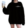 thumbnail image 5 of Baqcunre Women's Sweaters Women's Long Sleeved Letter Powherful Print Long Sleeved Sweater Crewneck Sweatshirts Fall Outfits Women Trendy Black XL, 5 of 7