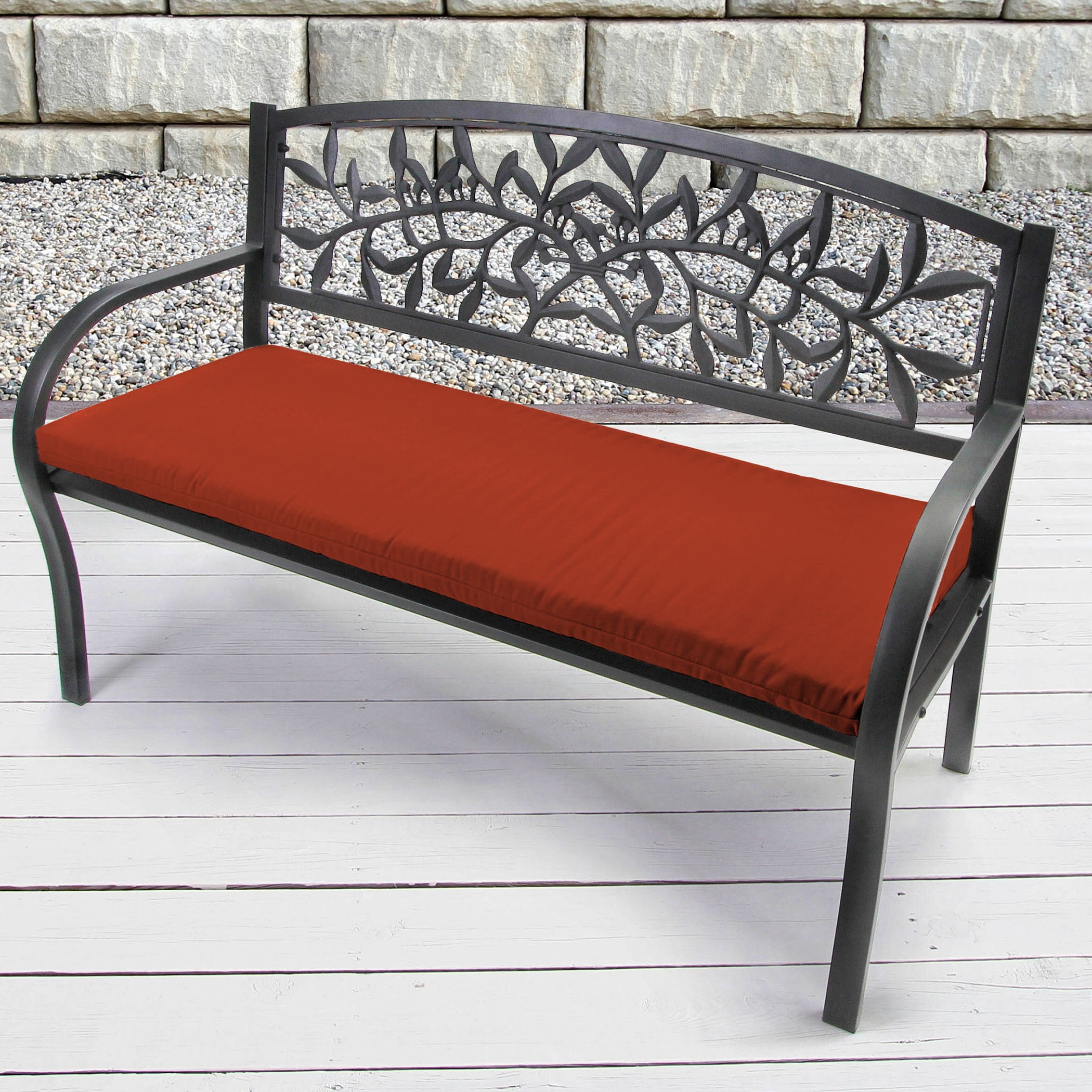 Jordan Manufacturing Sunbrella 48" x 18" Canvas Terracotta Red Solid Rectangular Outdoor Settee Swing Bench Cushion with Ties