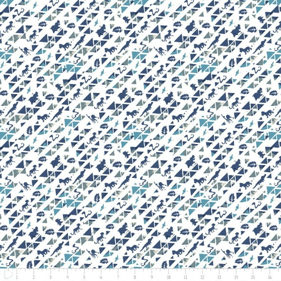 Disney Lion Guard Triangles 100% Cotton Quilt Fabric in Blue