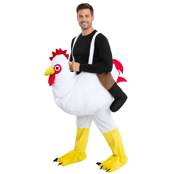 Dress-Up-America Ride A Chicken Costume - Chicken Rider Costume Adults - Chicken Costume Jumpsuit