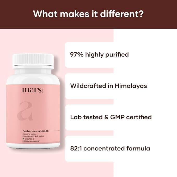Mars by GHC Himalayan Berberine Capsules, Helps to Overall Well-Being, Pack 3