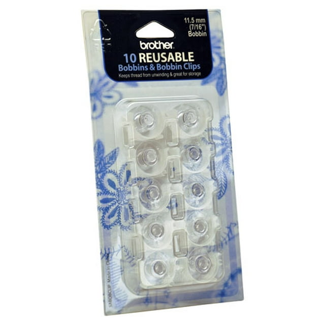 Brother 10x SA156 Class 15 reusable Bobbins & Bobbin Clips SABOBCLIP
