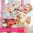 thumbnail image 5 of Colourtree Pink Hanging Stuffed Animal Storage Net, Zoo-Themed Toy Organizer Holder with Elastic Band, Saves Space in Playroom, Bedroom, Nursery (2 Tier), 5 of 7