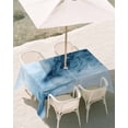 thumbnail image 3 of 52x70 Inch Outdoor Tablecloth with Umbrella Hole Zipper Rectangle Farm Marble Rectangular Tablecloths Outside Waterproof Ombre Blue White Marble Crack Art Patio Table Cloth Cover for Picnic Party, 3 of 8