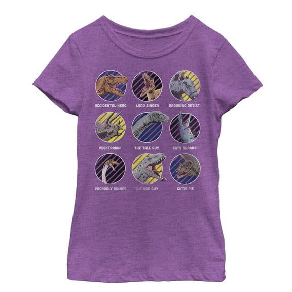 Girl's Jurassic World Dinosaur Classmate Titles Graphic Tee Purple Berry X Large