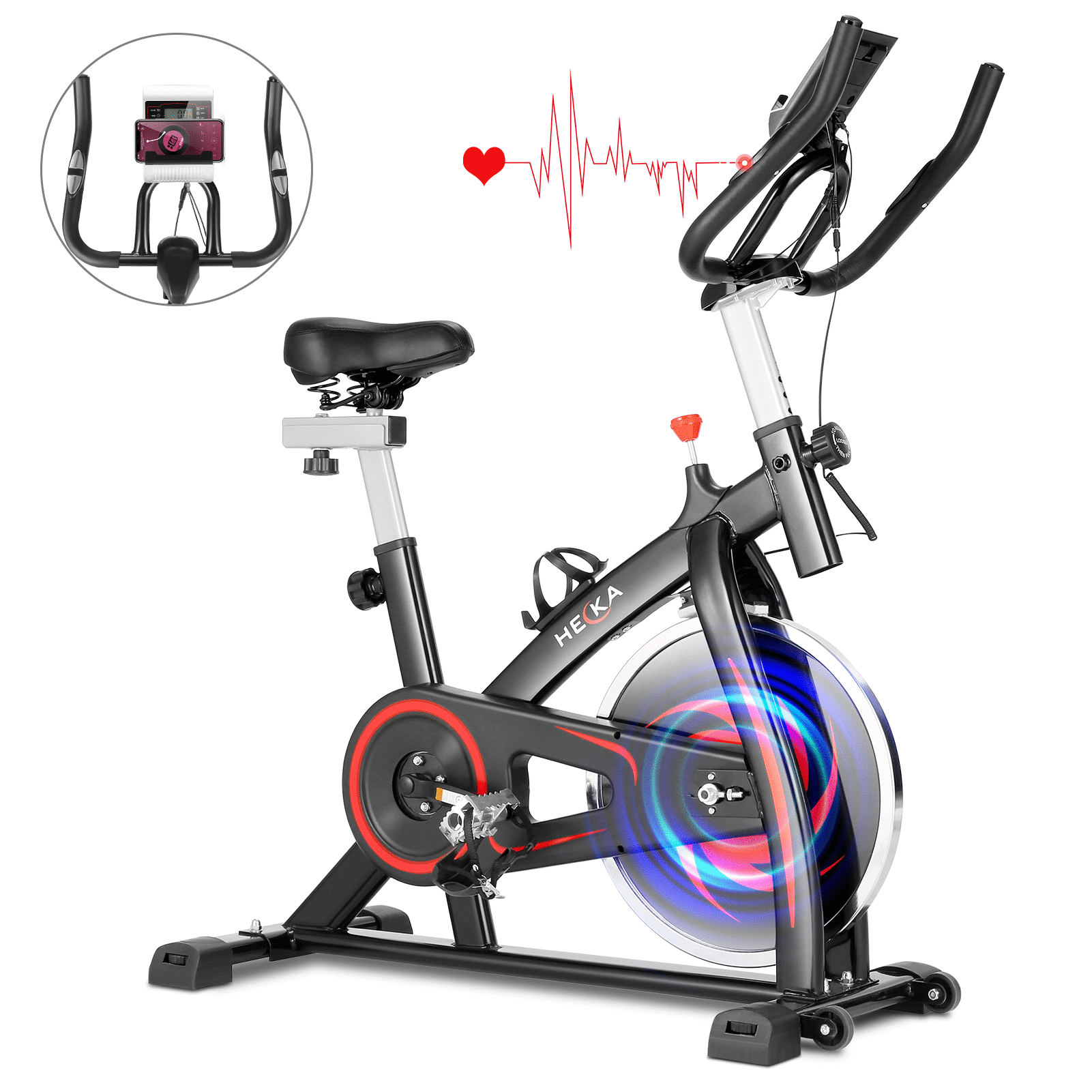 Indoor Exercise Bike Fitness Cardio Workout Machine Adjustable Resistance & Seat 