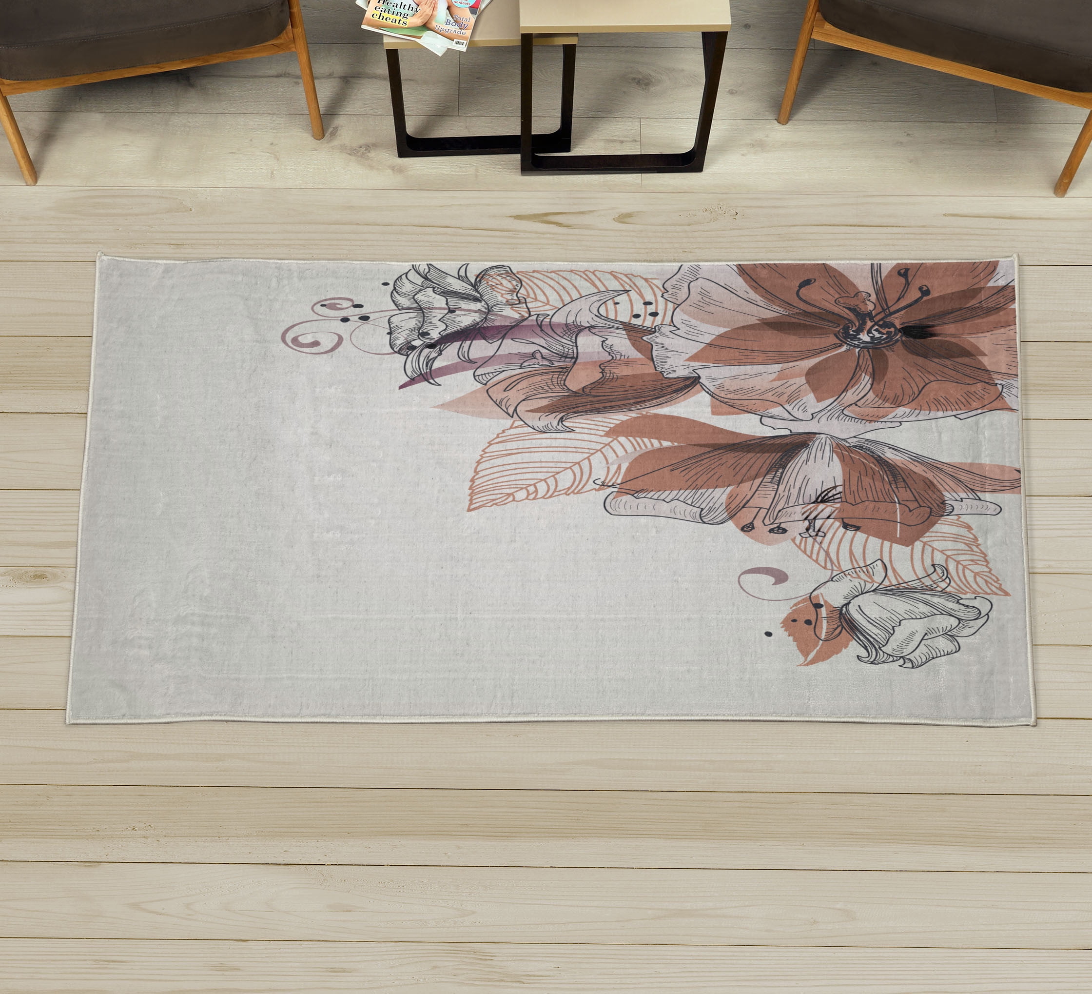 Flowers Decorative Rug, Buds Leaf at the top Left Corner Season ...