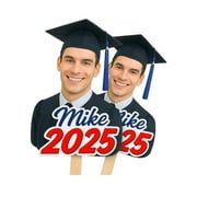 Custom Big Head Cutouts on a Stick  Personalized Face Signs for Parties, Graduations & Birthdays  6" to 24" Sizes  Upload Your Photo  Waterproof Coroplast  2 pcs