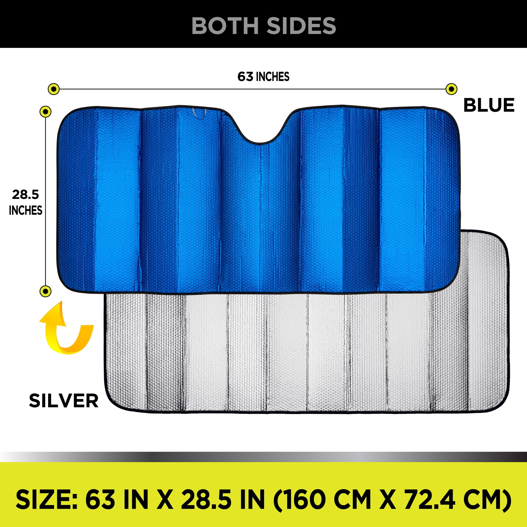 Auto Drive Universal Fit Accordion Sunshade, Blue, 63 in x 28.5 in, 1 Pack