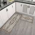 thumbnail image 3 of Boho Light Brown Pattern Kitchen Rugs and Mats Sets Of 2, Funny Kitchen Decoration Rubber Backing Non-Slip Absorbent Mats for Sink Waterproof Runner Rug for Laundry Room 17x30+17x48inch, 3 of 7