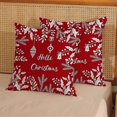 thumbnail image 4 of Fundas de almohada navideñas de 45 x 45 cm (paquete de 2), diseño de hojas rojas y acebo navideño., 4 of 5