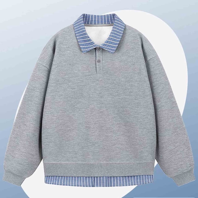 pstuiky camisetas de manga larga para hombre, Blusa deportiva unisex de dos piezas, holgada, de color liso, con botones, manga larga y cuello vuelto Tops casuales para hombres xxl