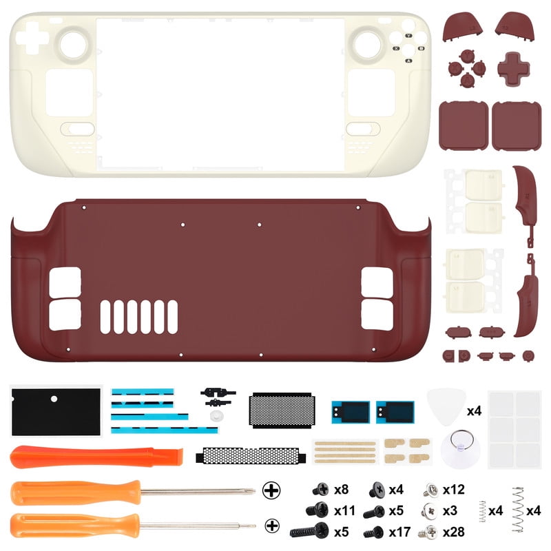eXtremeRate DIY Full Set Shell with Buttons for Steam Deck LCD, Custom Faceplate Back Plate Replacement Shell for Steam Deck LCD - Classic FC Style [Console NOT Included]