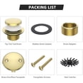 thumbnail image 5 of Brushed Gold Tub Drain, Brass Bathtub Drain Kit with Hair Catcher, Tip-Toe Bath Drains and Overflow Replacement kit, Tub Drain Stopper with Two-Hole Overflow Faceplate Conversion kit Assembly, 5 of 8
