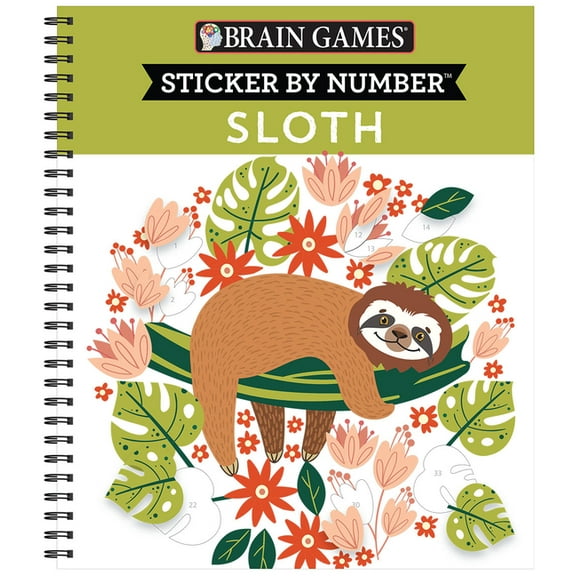 Brain Games - Sticker by Number Brain Games - Sticker by Number: Sloth, (Spiral-Bound)