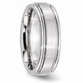 thumbnail image 4 of White Cobalt Ring Band Wedding Ridged Standard Satin and Polished Edge 7mm, 4 of 6