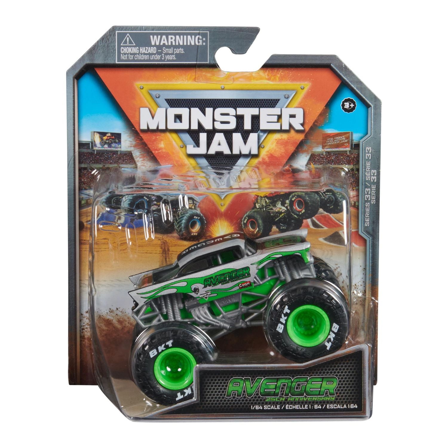 Monster Jam, Official Avenger Monster Truck, Die-Cast Vehicle, 1:64 Scale, Kids Toys for Boys Ages 3 and up