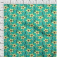 thumbnail image 3 of oneOone Cotton Cambric Turquoise Green Fabric Leaves & Flower Floral Crafts Projects Decor Fabric Printed By The Yards 42 Inches Wide, 3 of 4