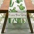 thumbnail image 2 of Jierger Summer Leaves Print Fresh Linen Table Cloth for Home Decoration, Dining Table and Picnic, Natural Linen Fabric with Leaf Pattern, 13 x 72 Inch Size, 2 of 4