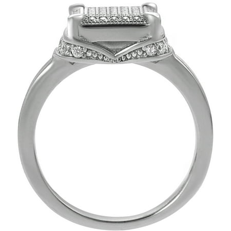 Alexandria Collection Sterling Silver Pave-Set Square Cubic Zirconia Bridal Ring