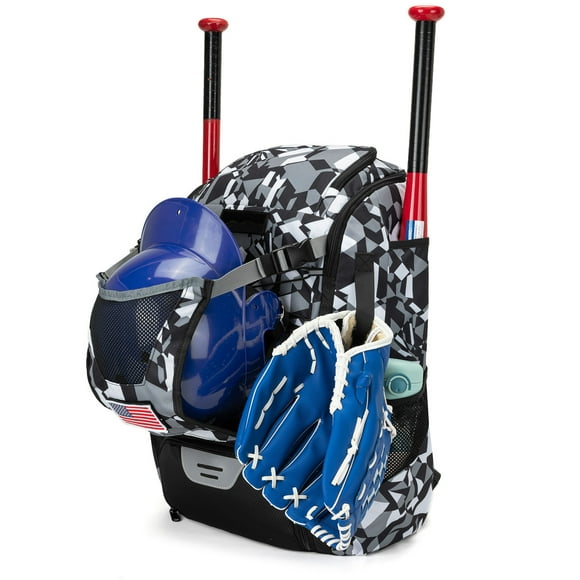 kurtrusly Softball Bag Baseball Backpack Durable Oxford Cloth Waterproof Lightweight Baseball Bag Features Black and white