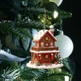 thumbnail image 6 of Christmas Tree Hanging Ornaments, Christmas Candy House Acrylic Hanging Decoration - Gingerbread House with Ribbons, 3 Inch Festive Cookie House Shapes, 6 of 6