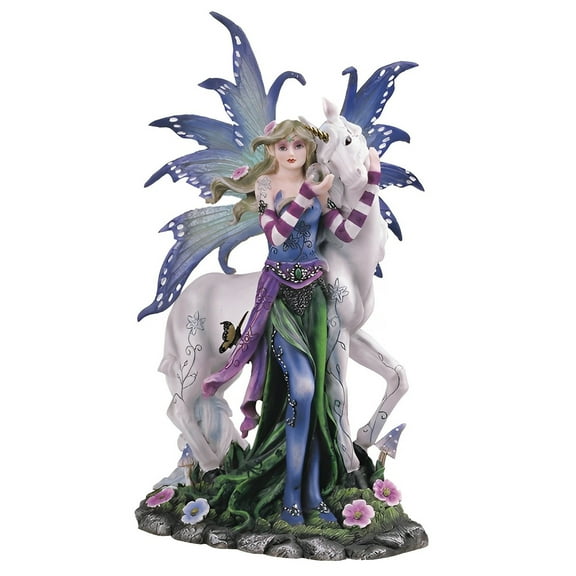 FC Design 10"H Blue and Purple Spring Fairy with Unicorn Figurine Statue Sculpture Ornament Decoration Home/Room Decor and Unique Gift Ideas for Housewarming, Holidays and Birthdays