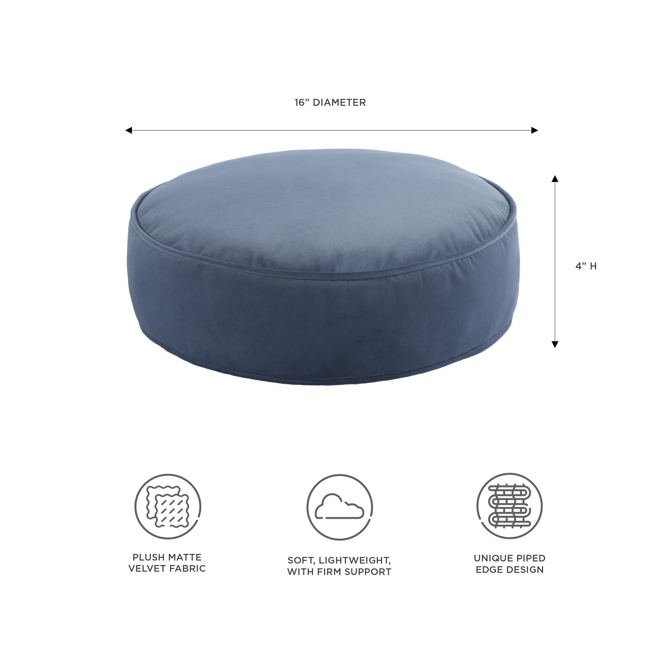 Mainstays Filmore Round Decorative Throw Pillow 16" x 16" Blue, 1 Count, Adult & Teen