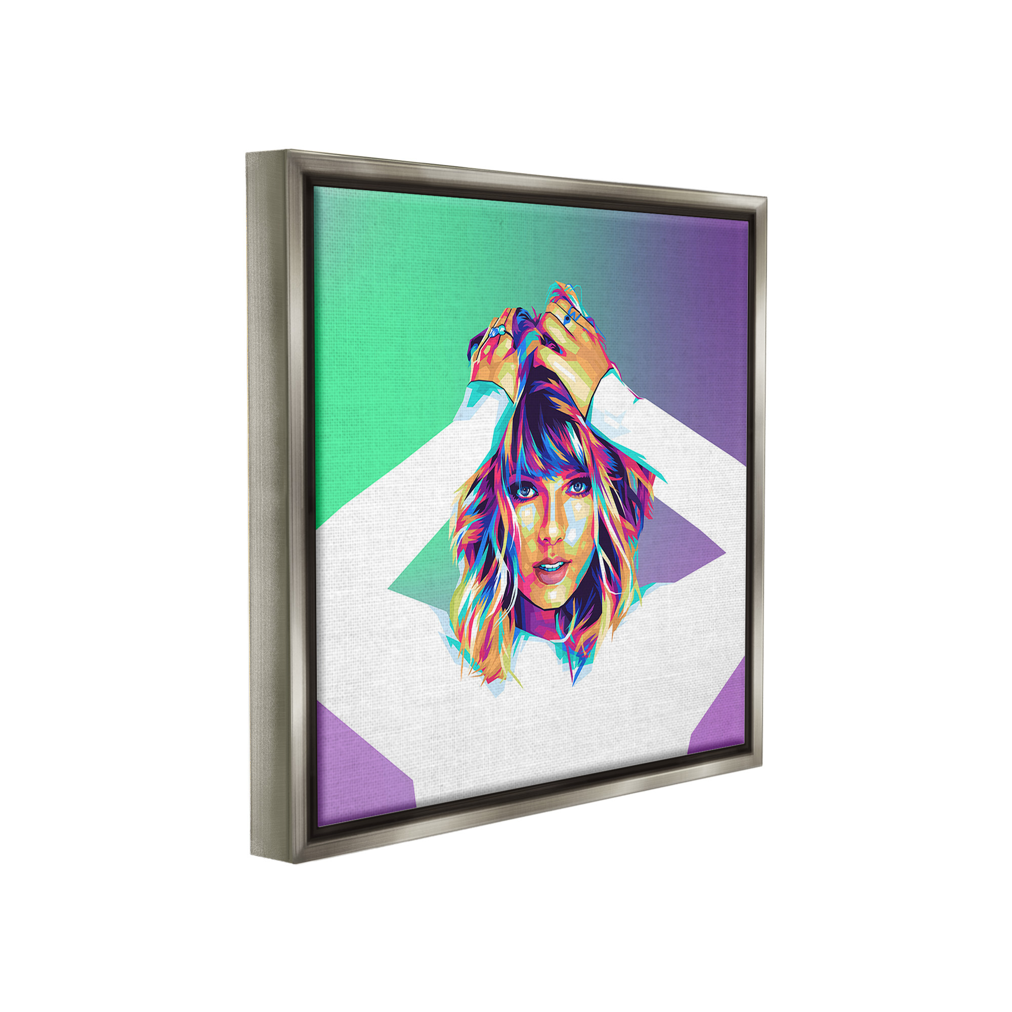 Stupell Industries Pop Musician Woman Abstract Painting Gray Floater Framed Canvas Art Print Wall Art, 25 x 25