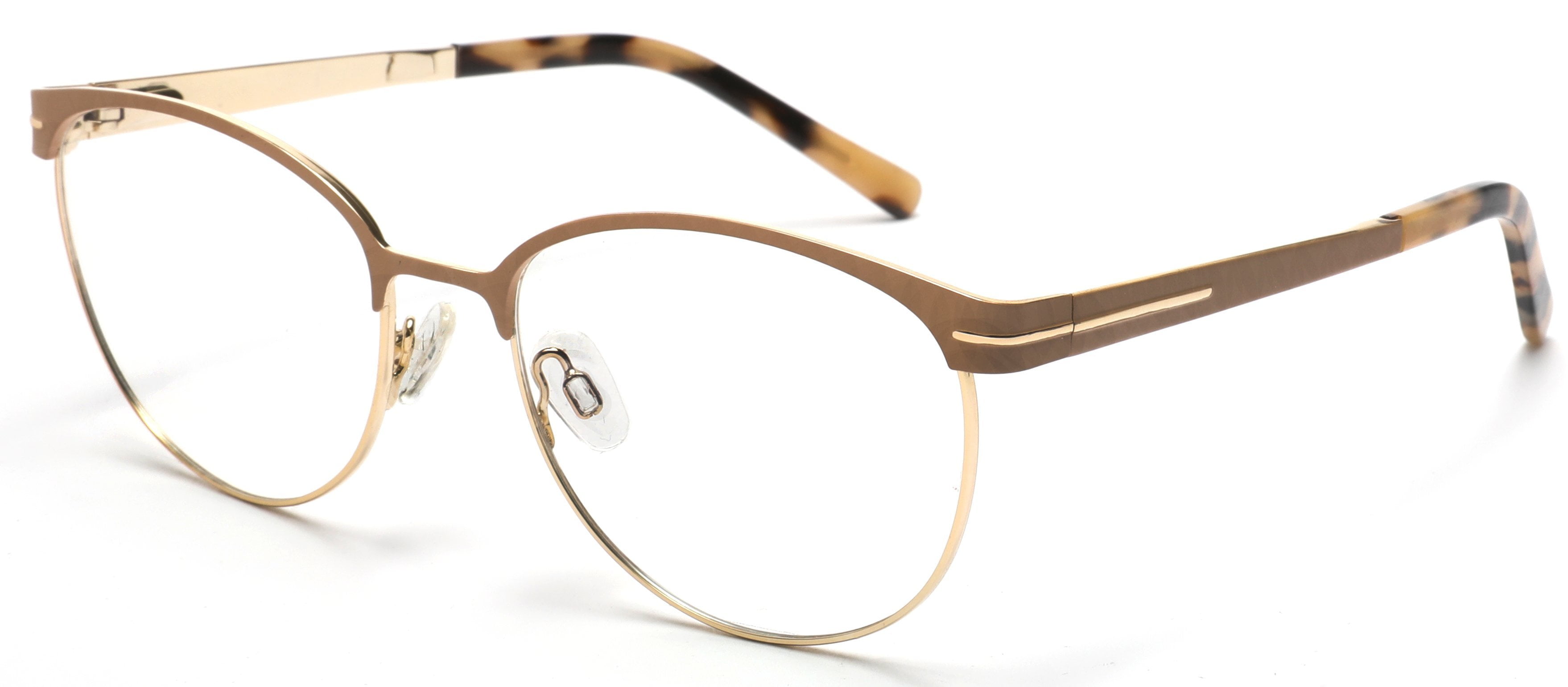 Tango Optics Oval Metal Eyeglasses Frame Luxe Rx Stainless Steel Elisabeth Noelle Neumann Gold