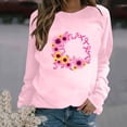 thumbnail image 2 of Trendy Breast Cancer Shirts for Women Long Sleeve Round Neck Pink Ribbon Print Tops Casual Loose Pullover Hoodie Top,Pink 1,L, 2 of 5