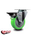 thumbnail image 2 of 4 Inch Green Poly Wheel Swivel Top Plate Caster Posi Brake Service Caster, 2 of 2