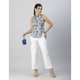 thumbnail image 6 of Moomaya Womens Printed Sleeveless Top, Mandarin Collar Shirt Top, 6 of 8