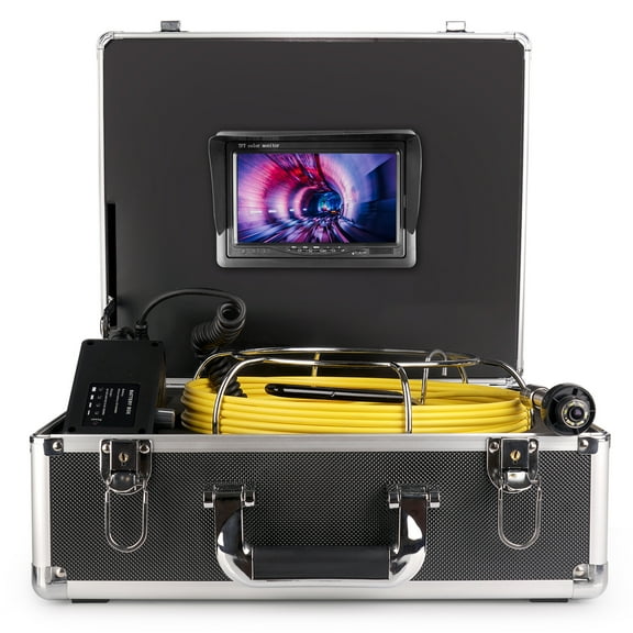 Inspection Sewer Camera Pipeline Inspection Camera With 7 Inch Monitor Aluminum Alloy Carrying Case 8GB TF Card Built-in Battery 30M/98FT Cable IP68 Waterproof Drain Camera For