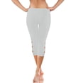 thumbnail image 6 of Minjewel Capri Pants for Women - Pleated Perforated Sports Leggings with Cow Tendon Suspension High Waist Slimming - Color Yoga Pants Workout Sets for Women,Light Gray L, 6 of 8